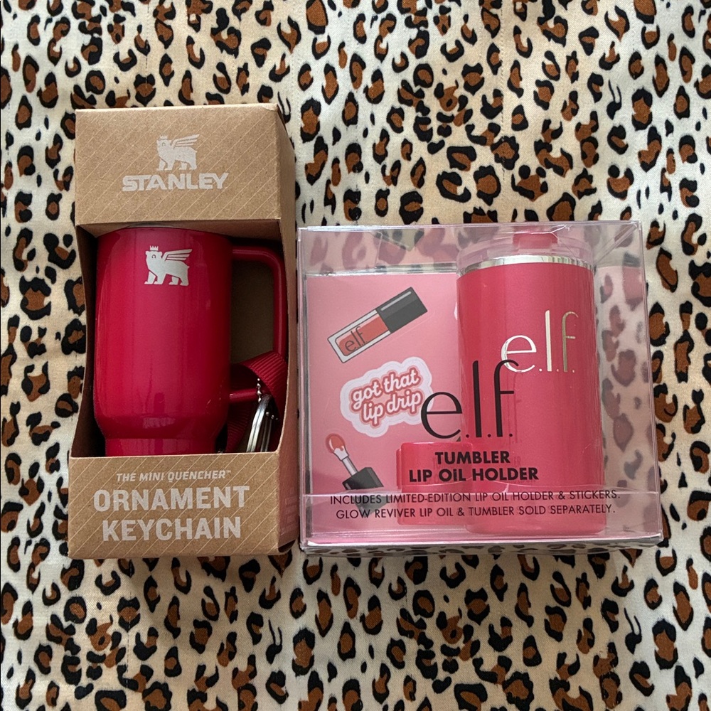 Stanley Ornament Keychain and e.l.f. Tumbler Lip Oil Holder Bundle